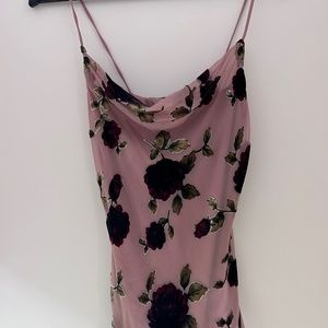 Floral mini dress velvet detail